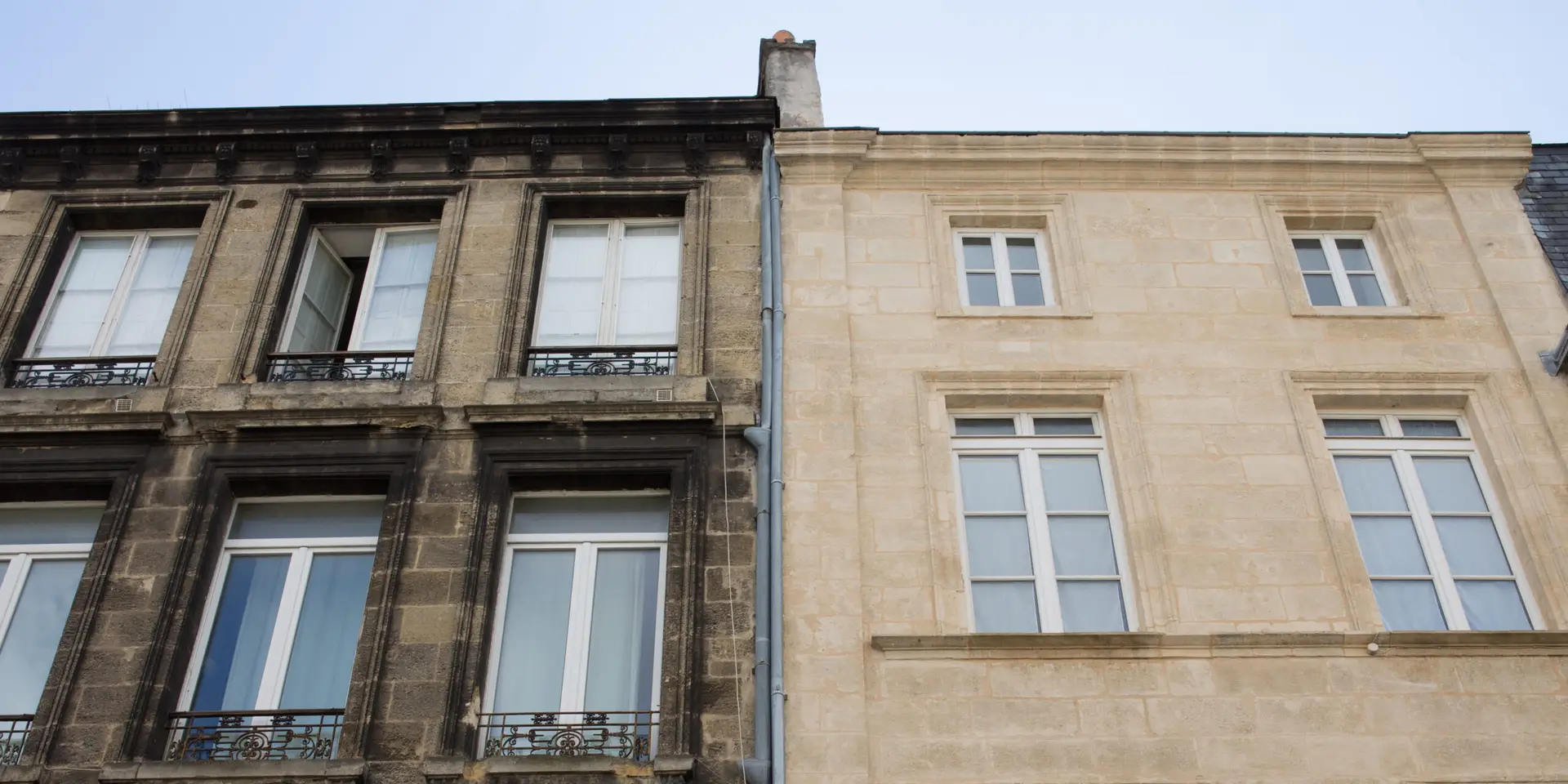 Outside renovation building before and after Difference between wash cleaned and dirty